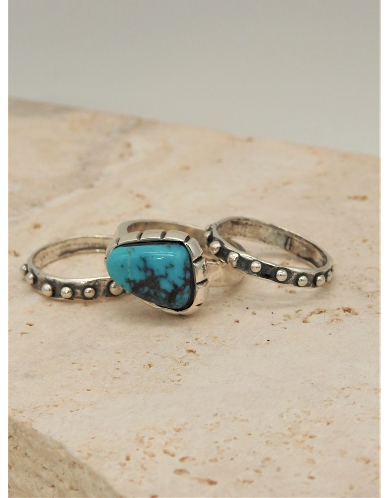 Shreve Saville Thunder Mountain Turquoise Stacker Ring sz 6.5