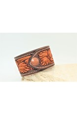 Boedeker Leather Floral Cuff 2 snap dark brown  sz. 8-9