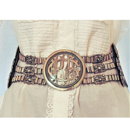 Mariano Draghi MD - Monogram Buckle,  Brown Leather Belt