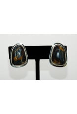 Pam Springall Black Tigereye Clip earrings