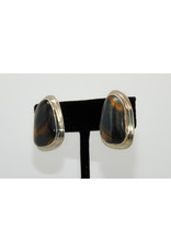 Pam Springall Black Tigereye Clip earrings