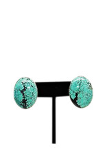 Pam Springall Lg Oval Turquoise Post Earrings