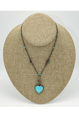 Gildas Gewels Small Turquoise Heart w/ Diam. Clasp, Vntg. Chain