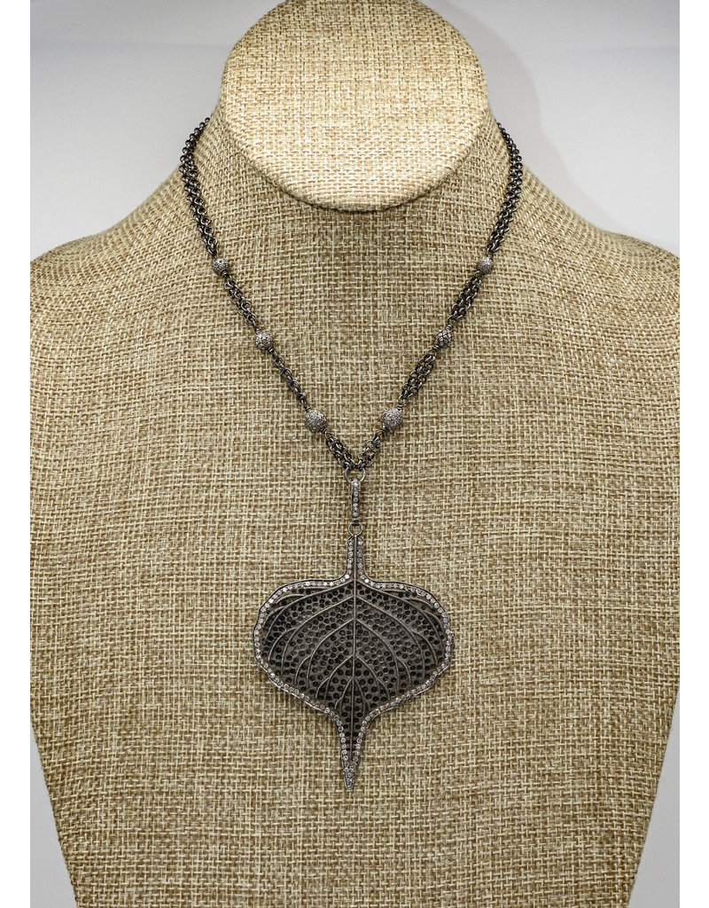 Gildas Gewels Sterling & Diamond Leaf/Clasp Necklace