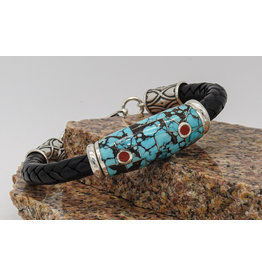 Natural Turquoise, Red & Black Coral Necklace - Karina on canyon