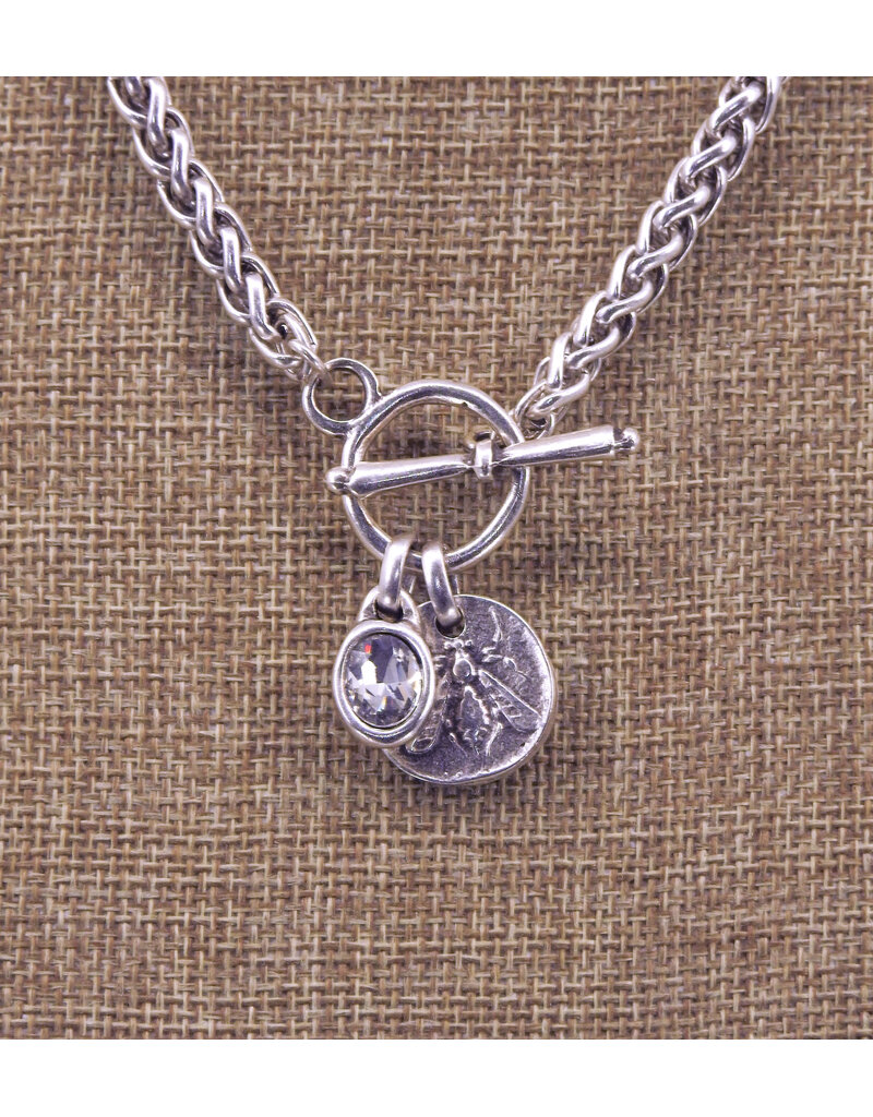 Pewter Couture NN3575 Pewter Bee Pendant Necklace