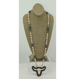 Erin Knight Designs Skull w/ White Beads Necklace