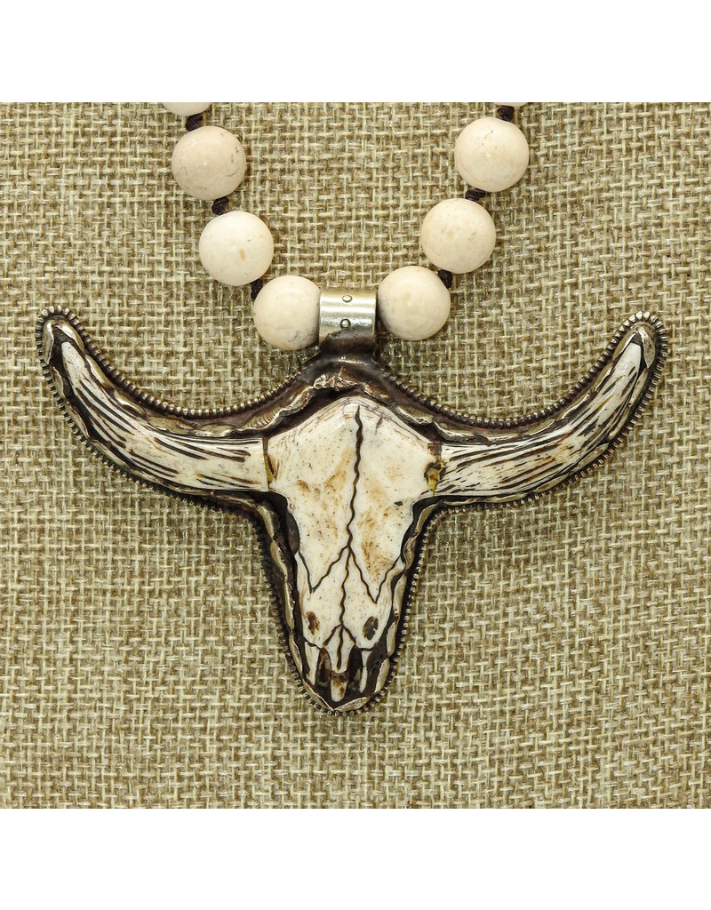 Erin Knight Designs EKD145HKN20 Skull, Blk/Wht Beads Necklace