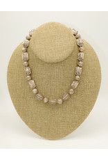 Pam Springall PS3-51 Thai Silver Stmpd Bead Necklace