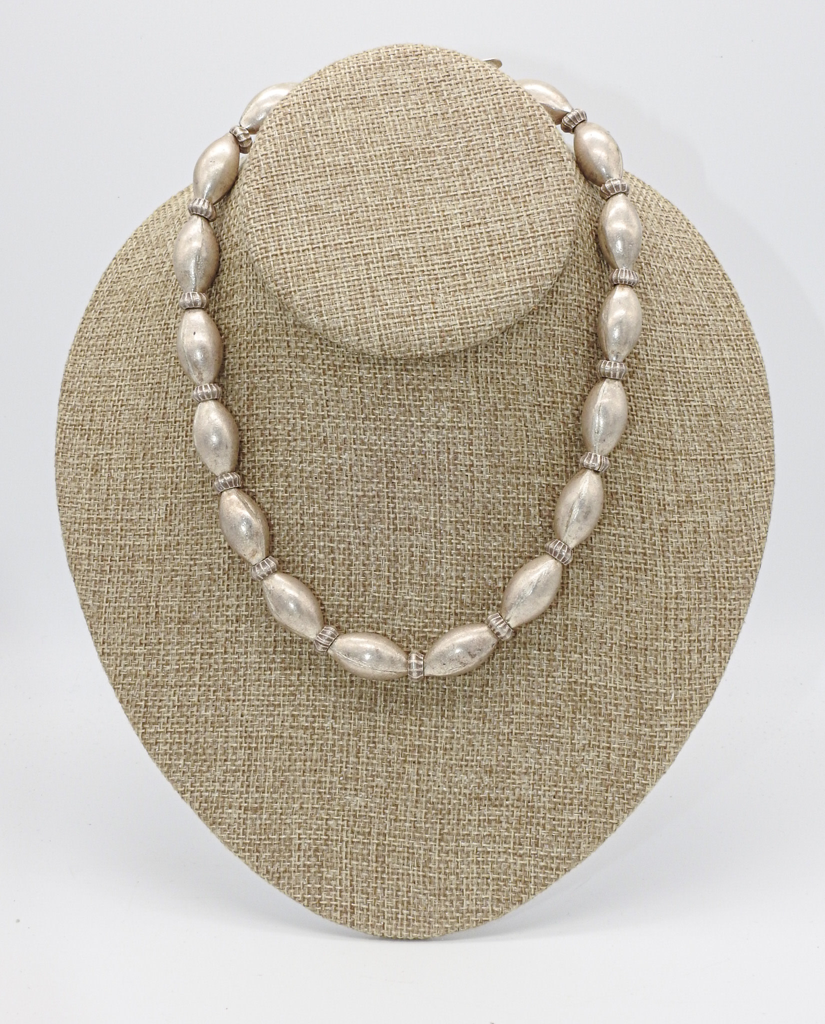 Pam Springall PS3-53 Thai Silver Oval Bead Necklace