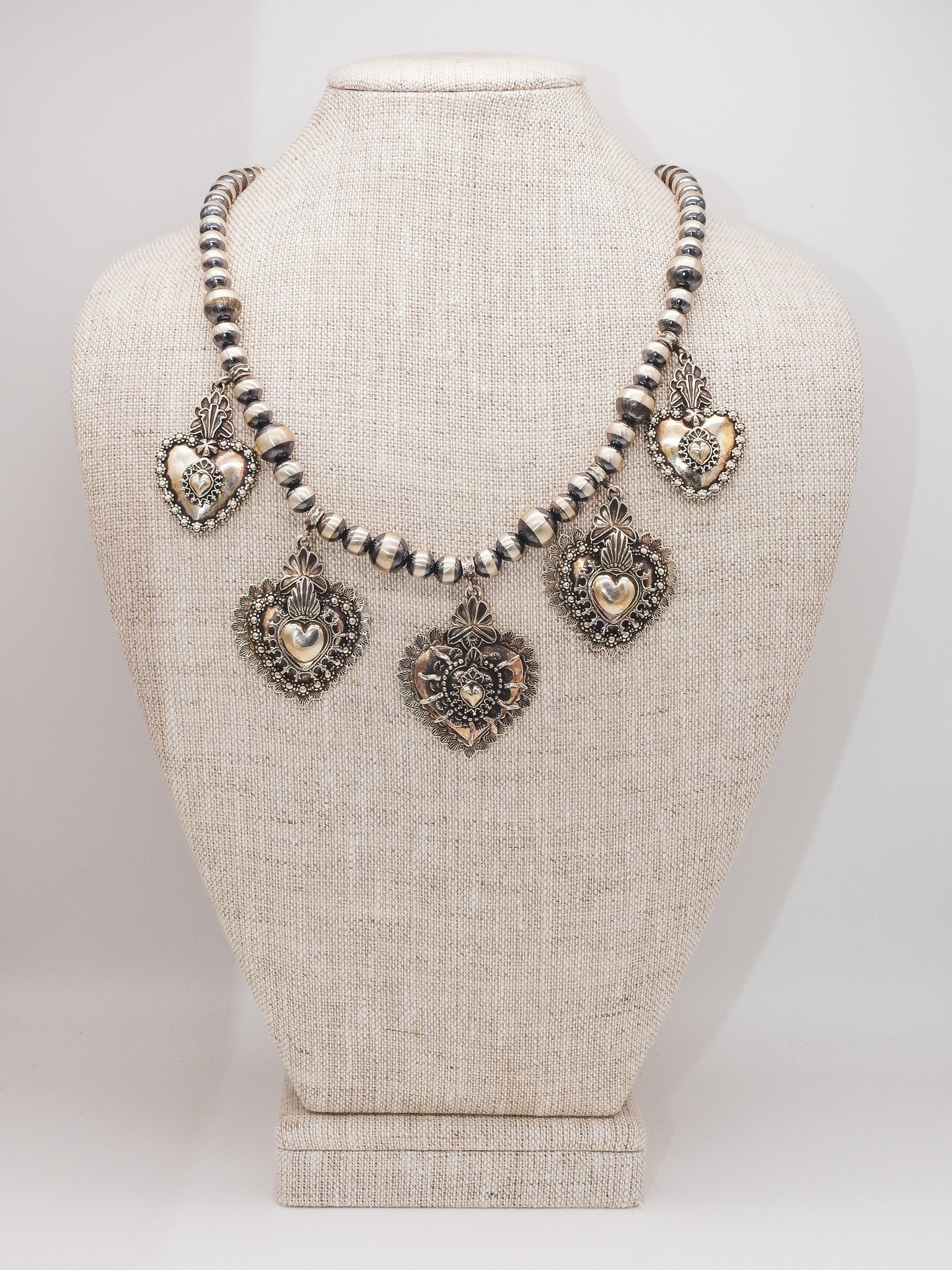 Gregory Segura 5 Heart Stacked Necklace by G. Segura