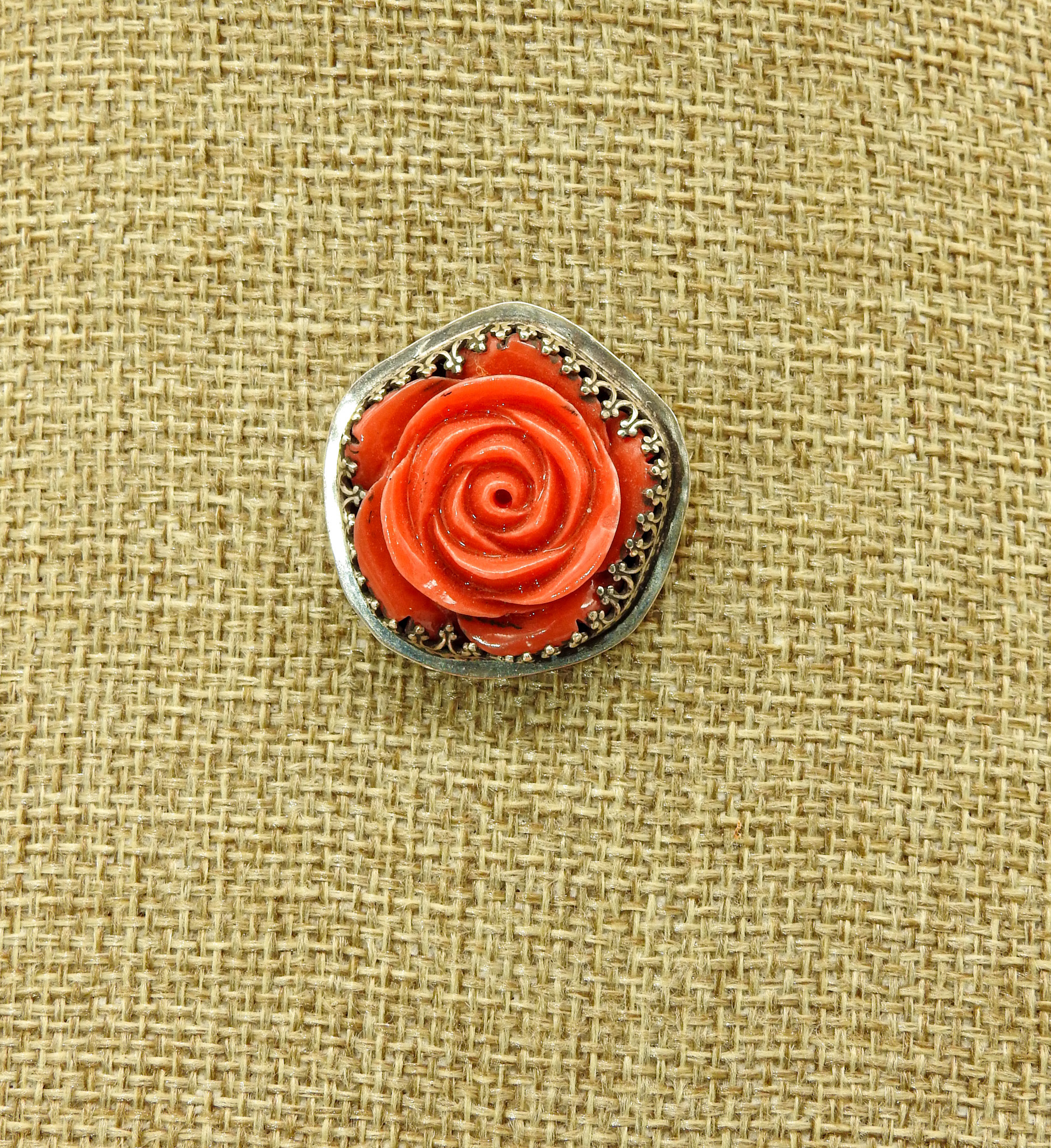 Gregory Segura Carved Rose Pin by G. Segura