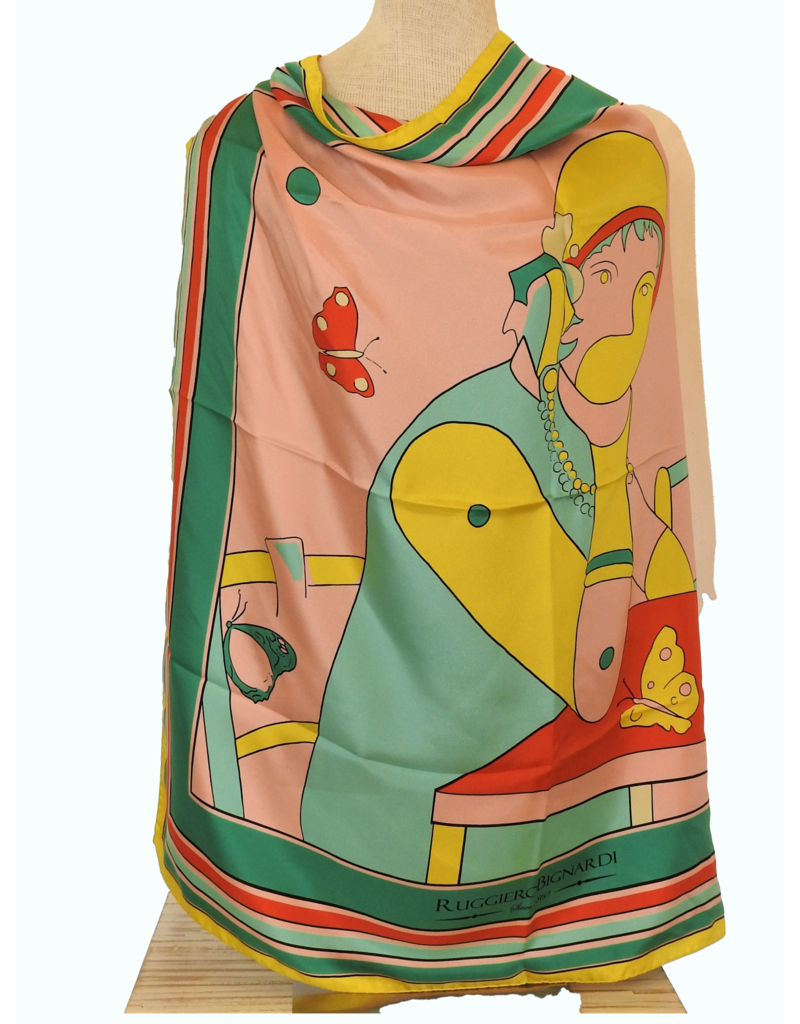 Ruggiero Bignardi PV6 Silk Scarf Ladies Grn/Pnk