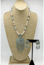 Rox N Stones SS Zuni Needlepoint Necklace & Earring Set