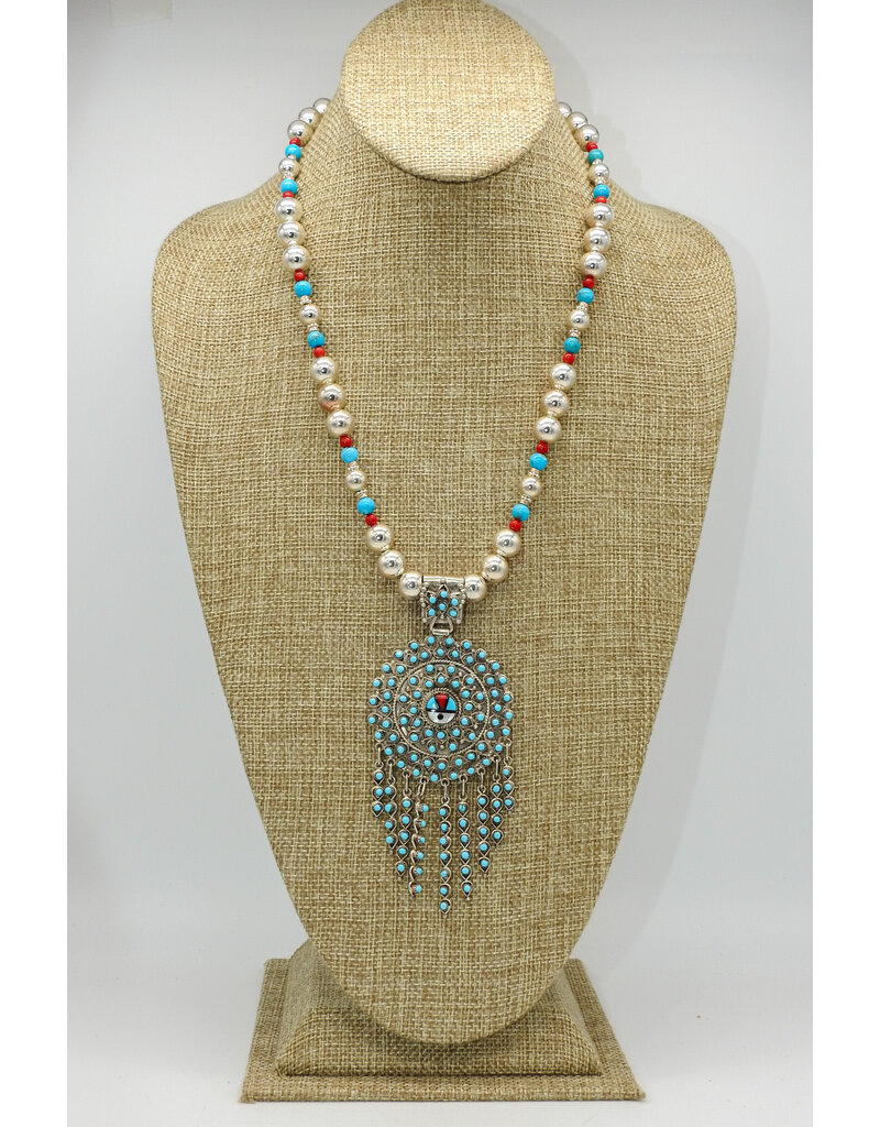 Rox N Stones SS Zuni Needlepoint Necklace & Earring Set