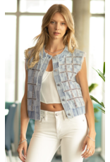 Miss Me Denim Checkered Vest