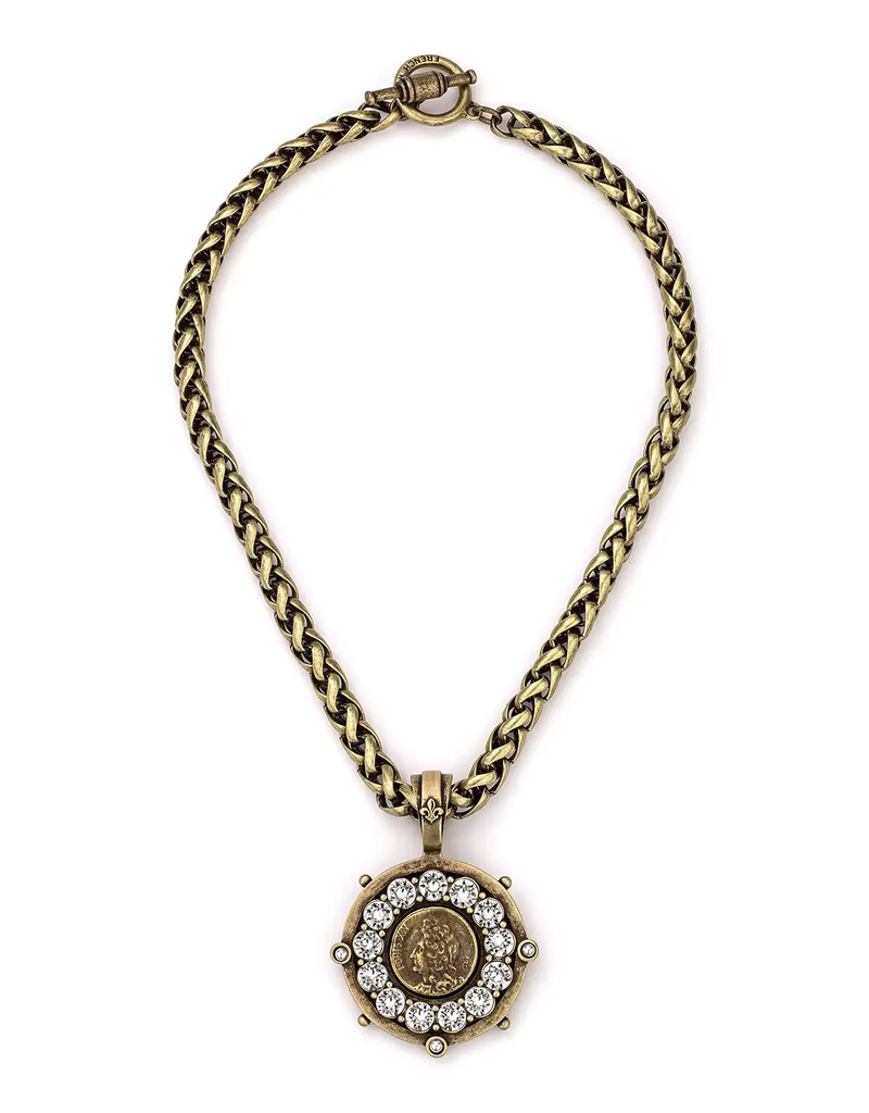 French Kande Colette 17" Brass Ox Sheval, Crystl Swrvski, Mini Louis