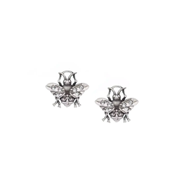 French Kande Micro Swarovski Bee stud-silver ox earrings