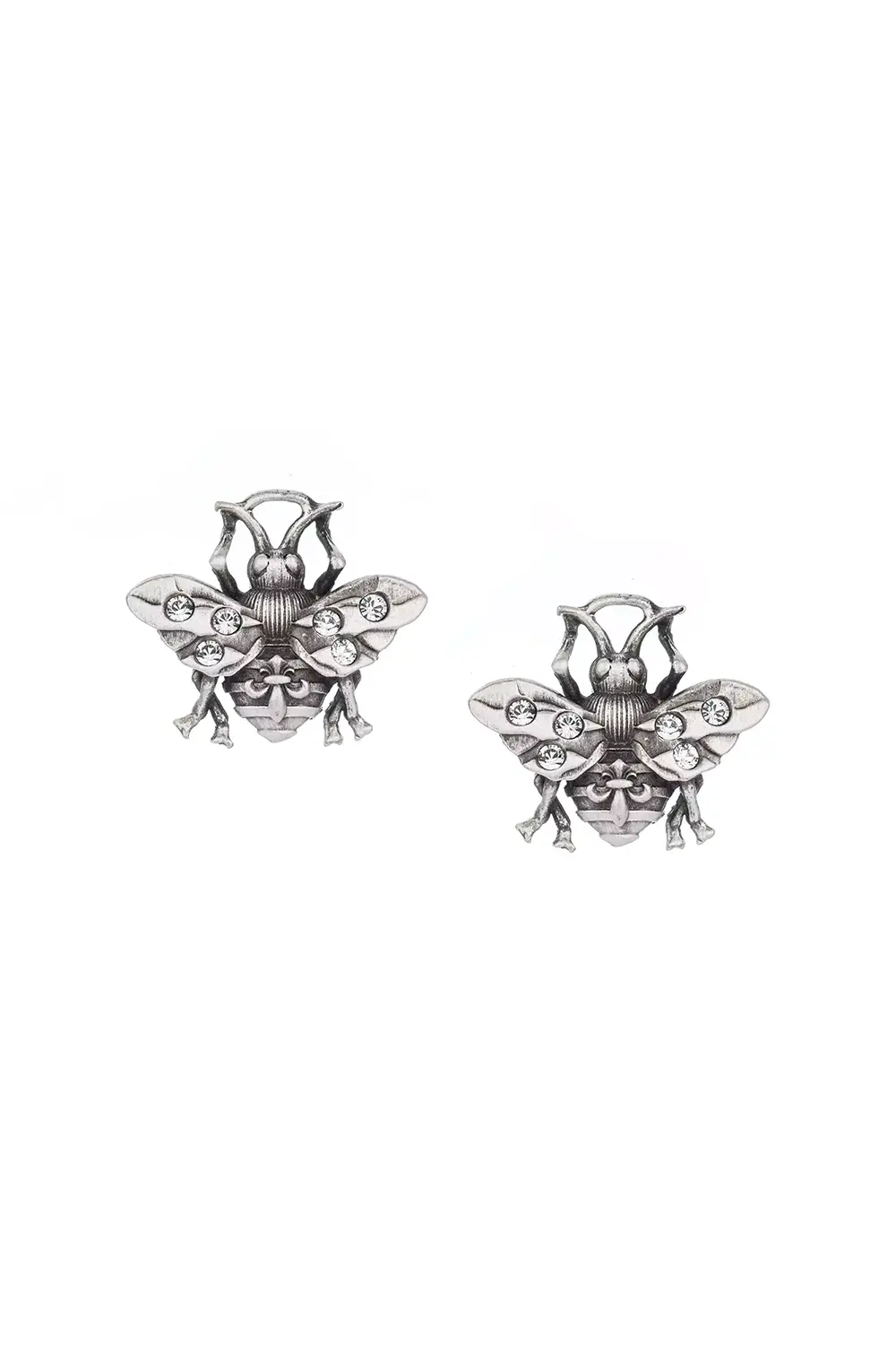 French Kande Micro Swarovski Bee stud-silver ox earrings