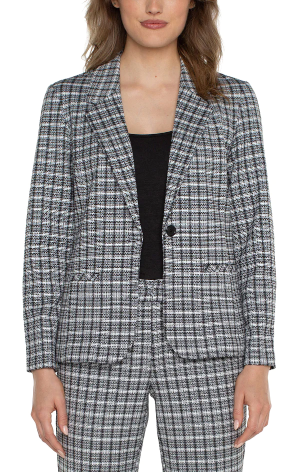 Liverpool Fitted Plaid Blazer