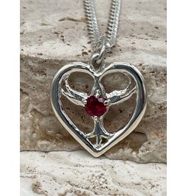 Corso Objets d' Art Heart of Gratitude SS Pendant R CZ Ruby 20" Chain