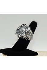 Dian Malouf RS7545 SS Caviar Coin Ring by Dian Malouf