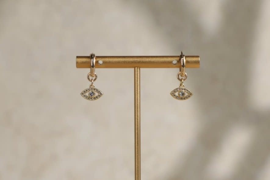 Rachel Nathan Huggie Hoop Eye of Protection Earrings
