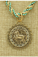 Erin Knight Designs EK-DN735 Turq Wound Bead Chain w/ Horse Pendant