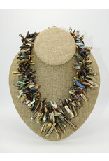 D & M Designs DM060224 3 Strnd Abalone, Crystl, Vrml, GF Beads Necklace