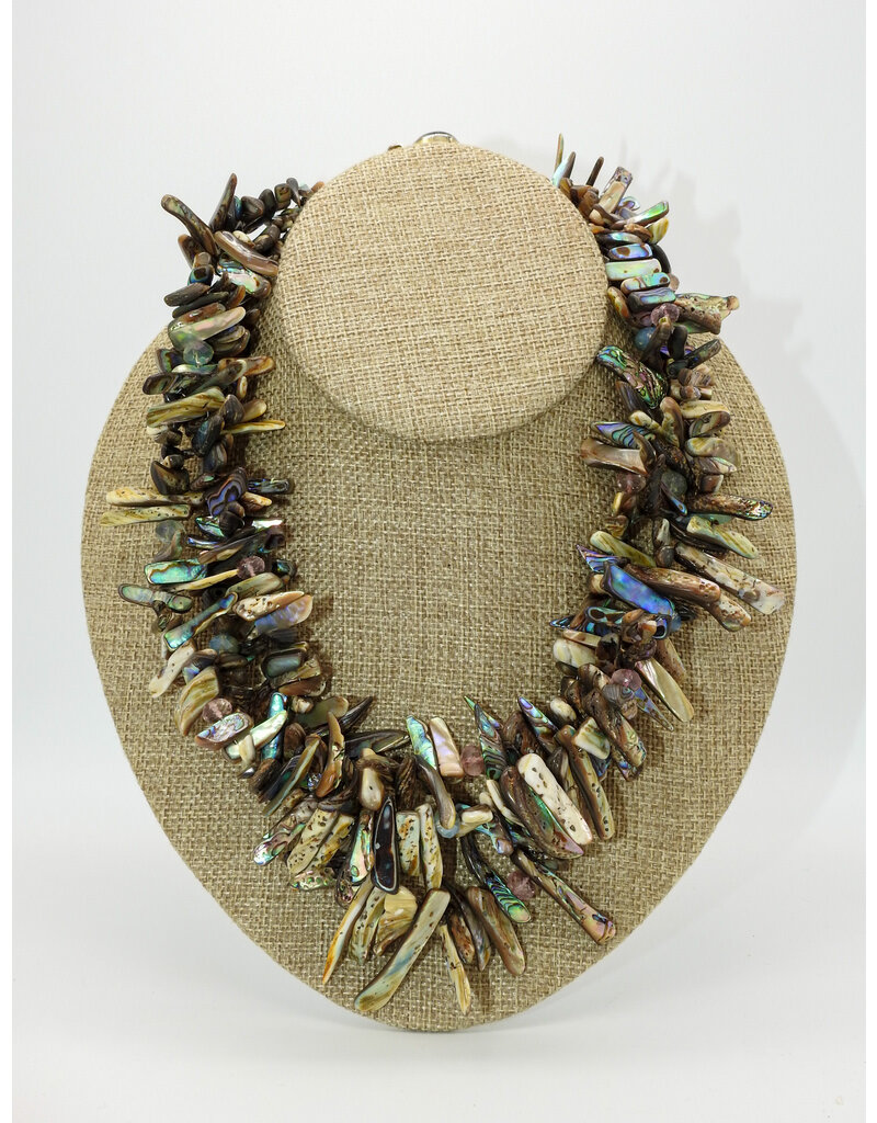 D & M Designs DM060224 3 Strnd Abalone, Crystl, Vrml, GF Beads Necklace