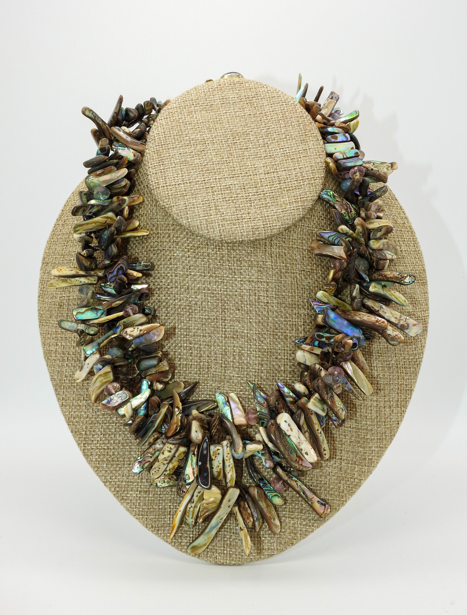 D & M Designs DM060224 3 Strnd Abalone, Crystl, Vrml, GF Beads Necklace