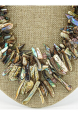 D & M Designs DM060224 3 Strnd Abalone, Crystl, Vrml, GF Beads Necklace