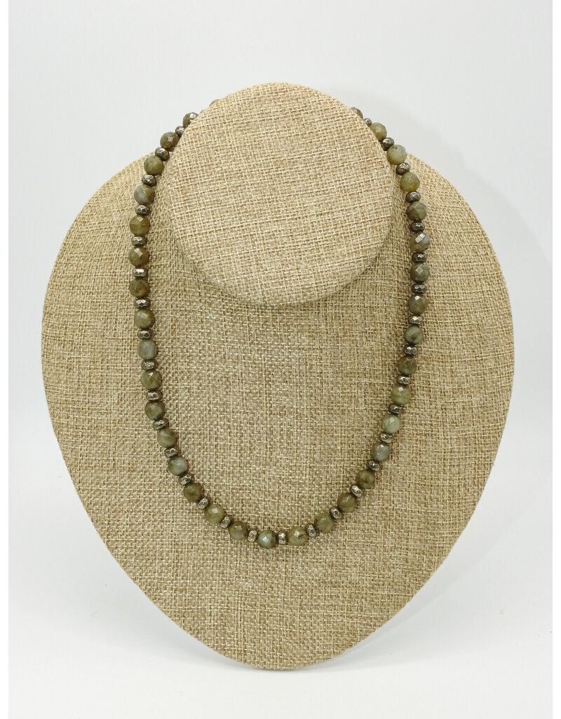 Andrea Vigil AV-1 Pyrite w/ Labradorite, GF Clasp Bead Necklace