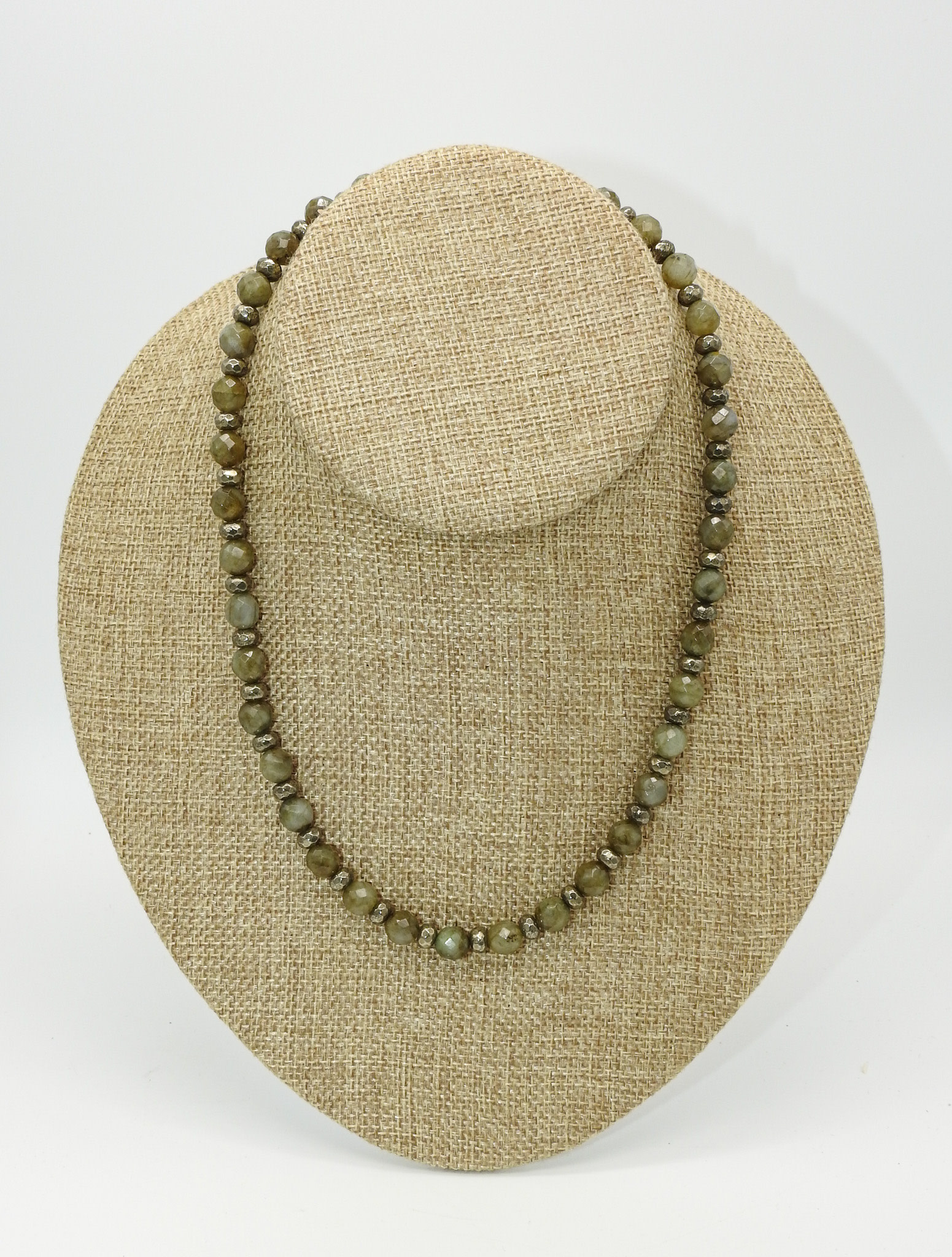 Andrea Vigil AV-1 Pyrite w/ Labradorite, GF Clasp Bead Necklace