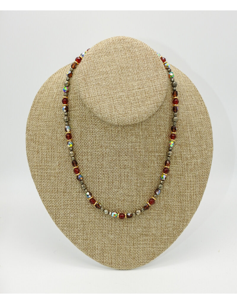 Andrea Vigil AV-3 Faceted Carnelian & Pyrite, GF Spacers & Clasp