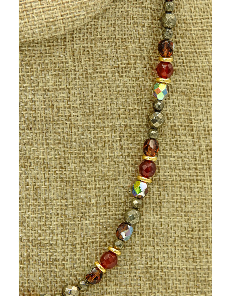 Andrea Vigil AV-3 Faceted Carnelian & Pyrite, GF Spacers & Clasp