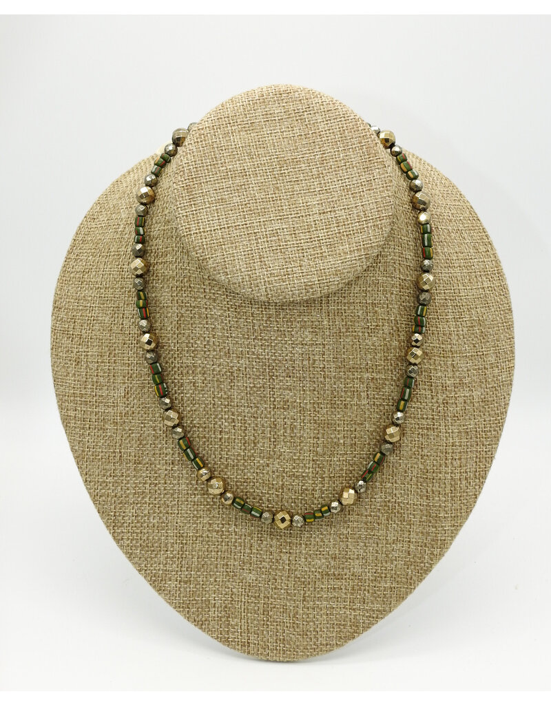 Andrea Vigil AV-5 Green TB's, Pyrite Beads, GF Clasp