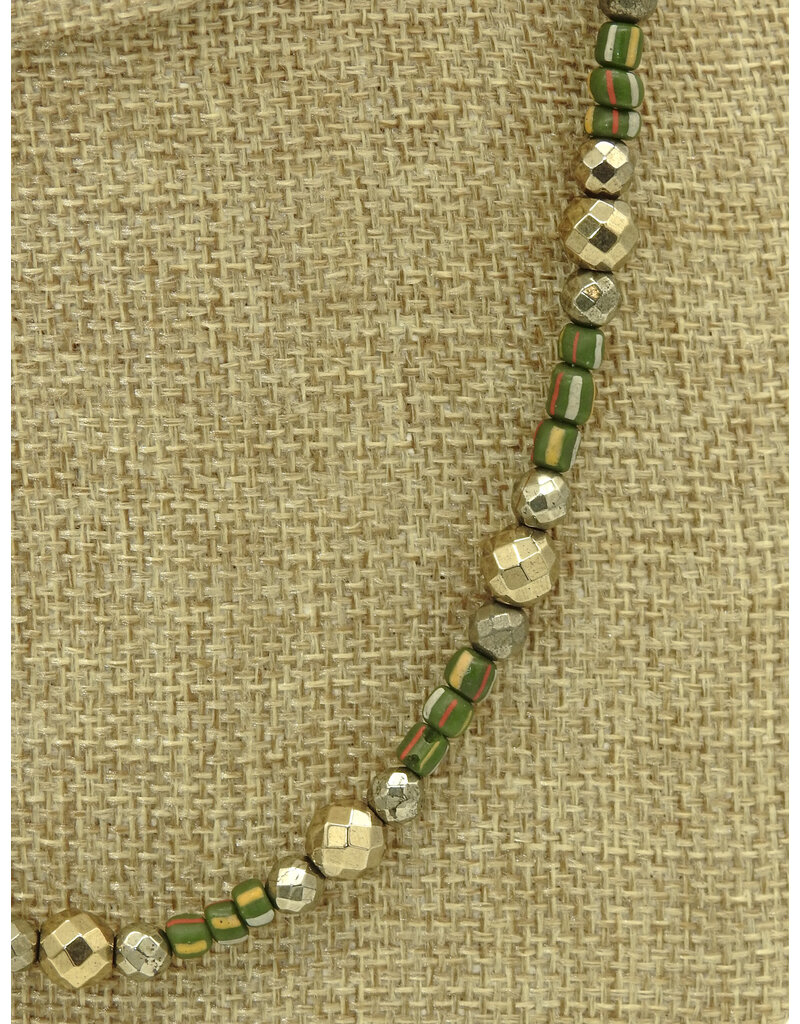 Andrea Vigil AV-5 Green TB's, Pyrite Beads, GF Clasp