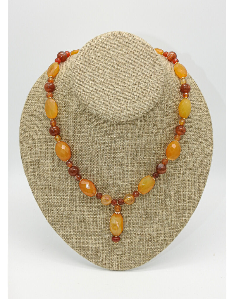 Andrea Vigil AV-14 Agate, Carnelian Beads, GF Spacers & Clasp