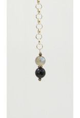 Rox N Stones AG SS, Blk Agate, Moonstone, & Pyrite Earrings