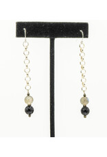 Rox N Stones AG SS, Blk Agate, Moonstone, & Pyrite Earrings