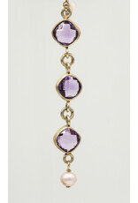 Rox N Stones BR-28 SS, 8ct Ntr'l Faceted Amethyst + Pearl Earrings