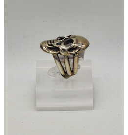 Rox N Stones Polished SS Skull Ring sz 7