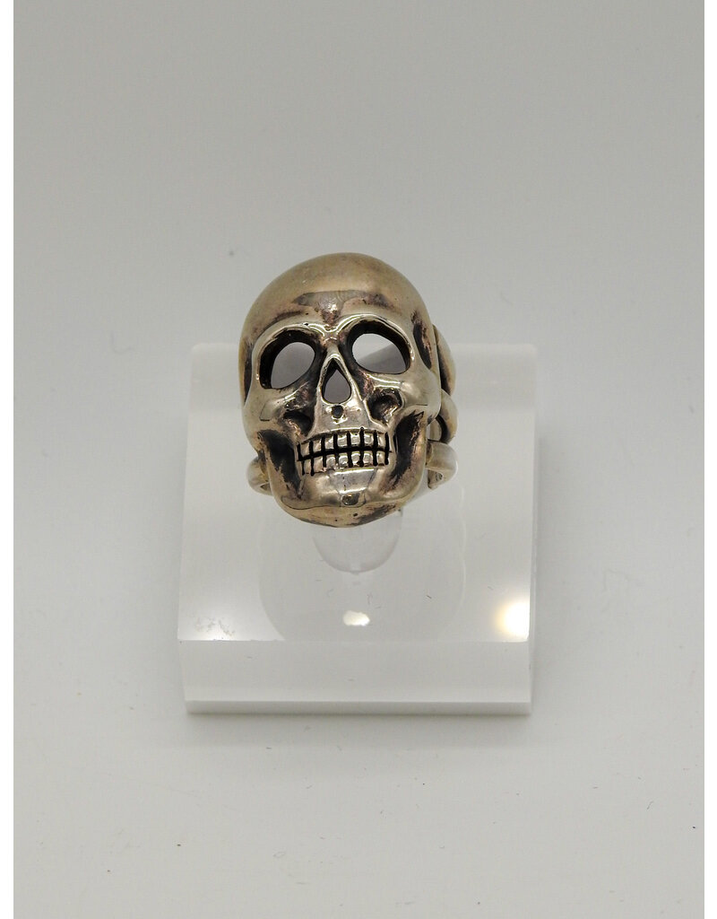 Rox N Stones Polished SS Skull Ring sz 7