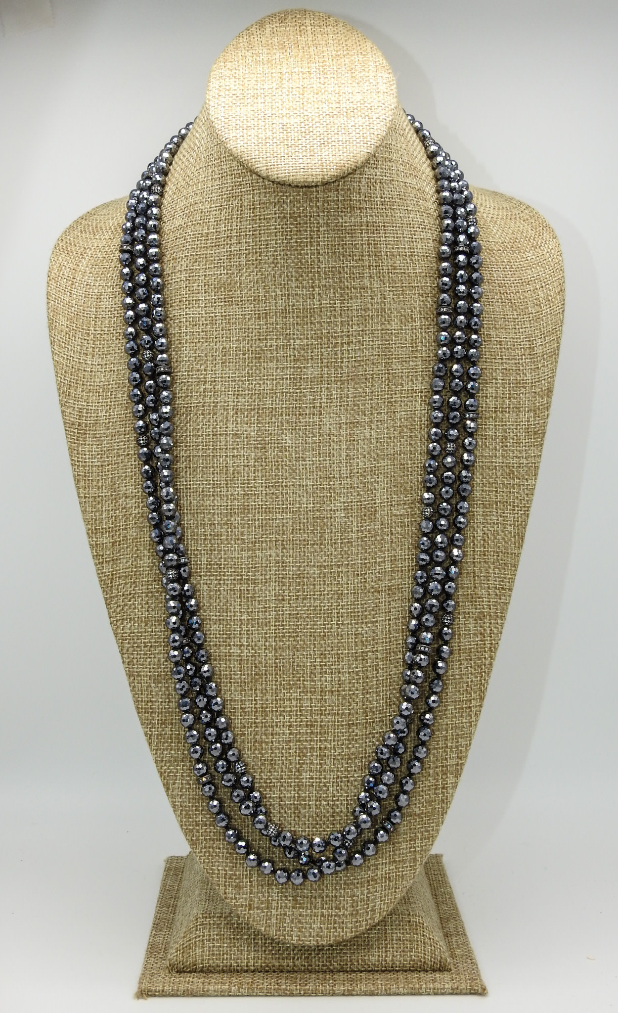 D & M Designs DM060624  3 Strnd Terahertz Japanese Crystal Necklace