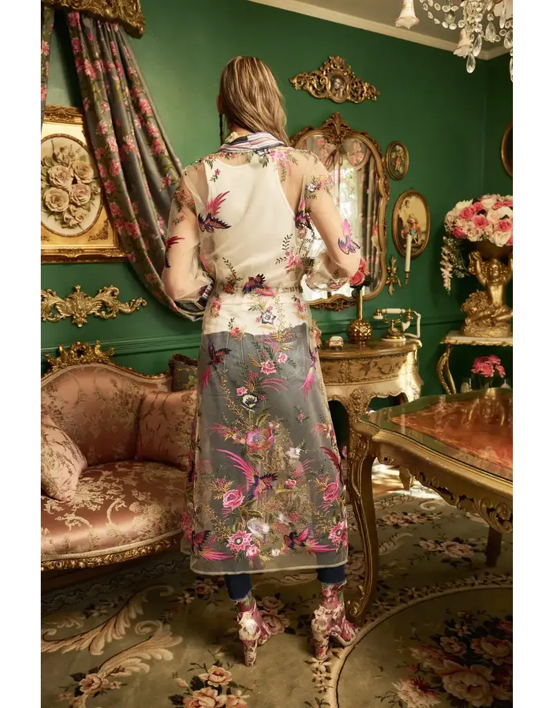 Aratta Jade Embroidered Mesh Duster