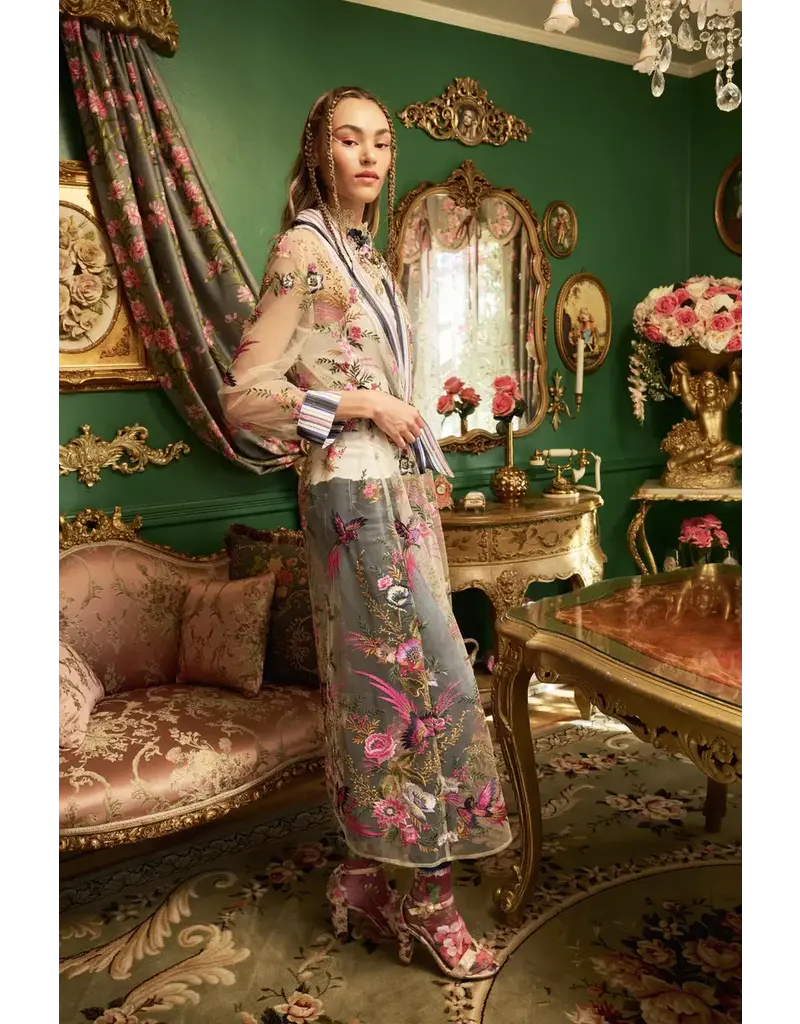 Aratta Jade Embroidered Mesh Duster