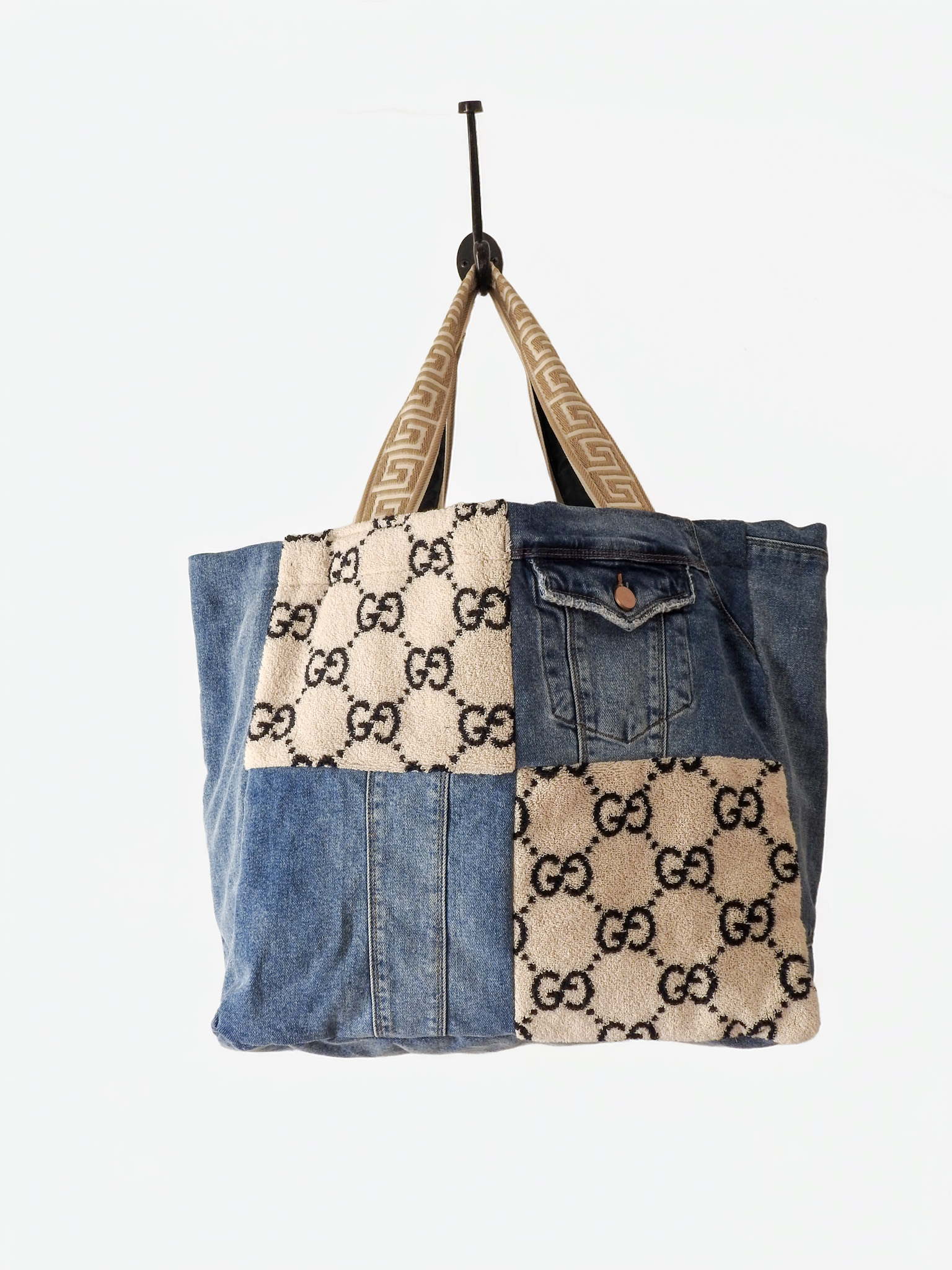 Elevazione G Guuci Ivory Denim Tote
