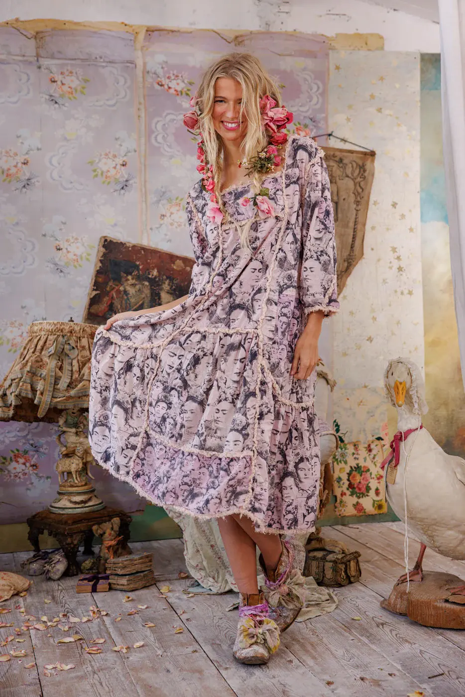 Magnolia Pearl Dress 1337 Mural Frida Helenia Dress Self Portrait