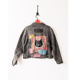 Sue Dreamer SD-64 Hand Embellished Denim Jacket L/XL "Sequence Cat"